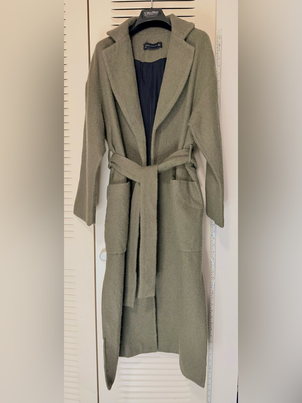 Zara Olive Belted Long Trench Coat